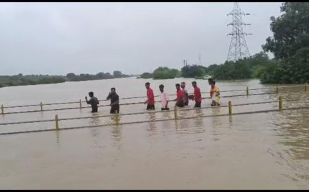 पुल से तीन फीट ऊपर हुआ पानी, बारिश नही रुकी तो बाढ़ के आसार