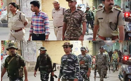 लोकसभा चुनाव को लेकर अर्ध सैनिक बलों ने निकाला फ्लैग मार्च