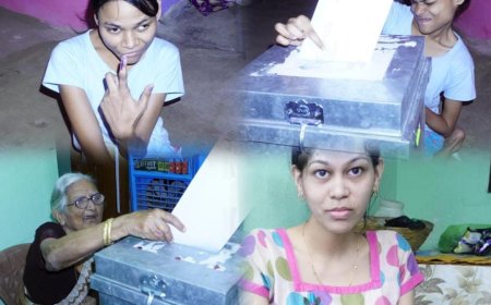 बुजुर्ग और दिव्यांग मतदाताओं ने घर पर किए मतदान