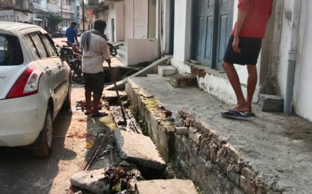 बारिश से पूर्व नाली की सफाई जुटा नपा