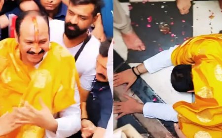 पंडित प्रदीप मिश्रा बरसाना मंदिर पहुंचे, दण्डवत प्रणाम किया, कहा मेरी वाणी से किसी को ठेस पहुंची है, तो उसके लिए माफी मांगता हूं