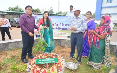 एनटीपीसी लारा एक पेड़ माँ के नाम पौधा रोपण कार्य का शुभारंभ