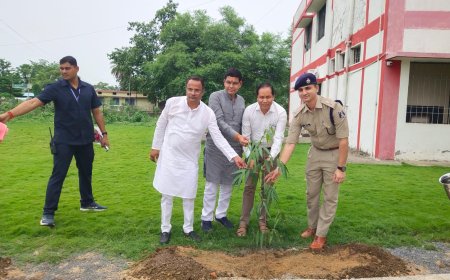 प्रभारी मंत्री ने कलेक्ट्रेट में वृक्षारोपण कियें