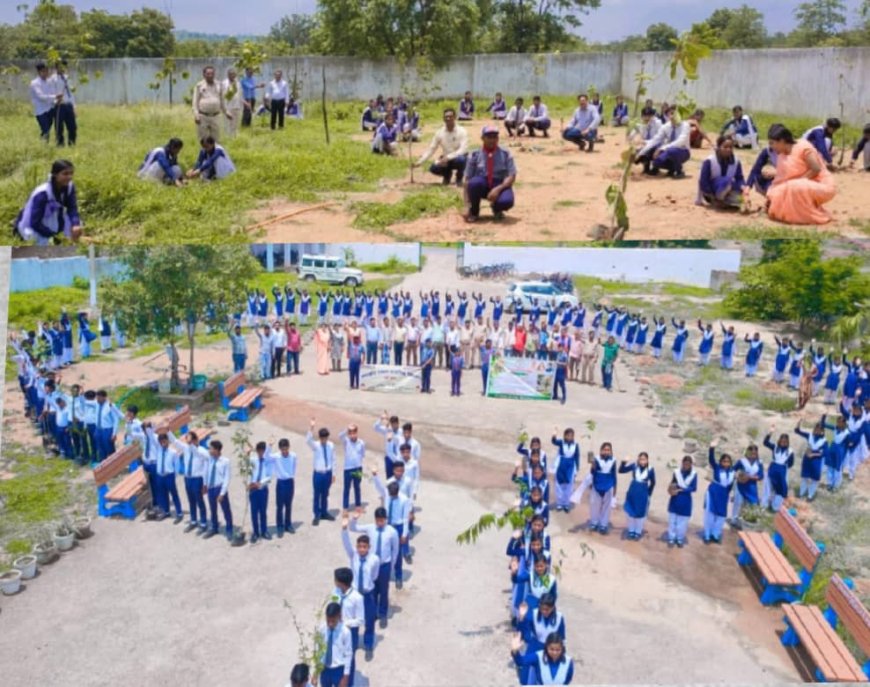 मानव श्रृंखला बना कर छात्रों ने दिया पर्यावरण सुरक्षा का संदेश