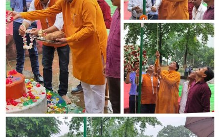 सेजेस पंधी में राधेश्याम मिश्रा ने किया ध्वजारोहण