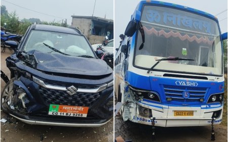 पिकनिक मनाने जा रहें छात्र छात्राओं की बस से भिड़ी कार