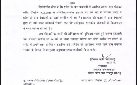 ग्राम पंचायत सचिवों की हड़ताल पर प्रशासन का चाबुक – 24 घंटे में काम पर लौटें वरना होगी कड़ी कार्रवाई, आदेश जारी...