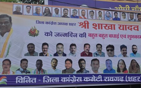 रायगढ़ में जन्मदिन के होर्डिंग पर दिखी कांग्रेस की गुटबाजी? महिला जिलाध्यक्ष का फोटो गायब, सियासी गलियारों में चर्चा तेज